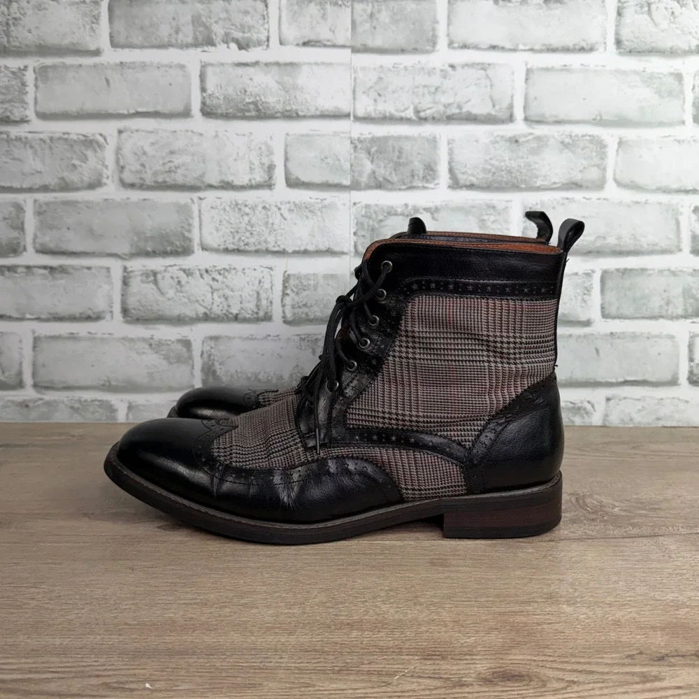 Vintage Foundry Co  Wingtip Plaid Leather Boots 10.5